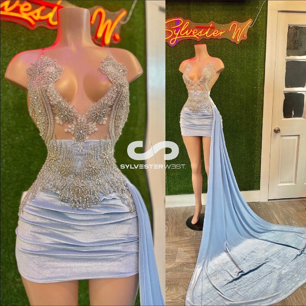 Skyblue Velvet dress